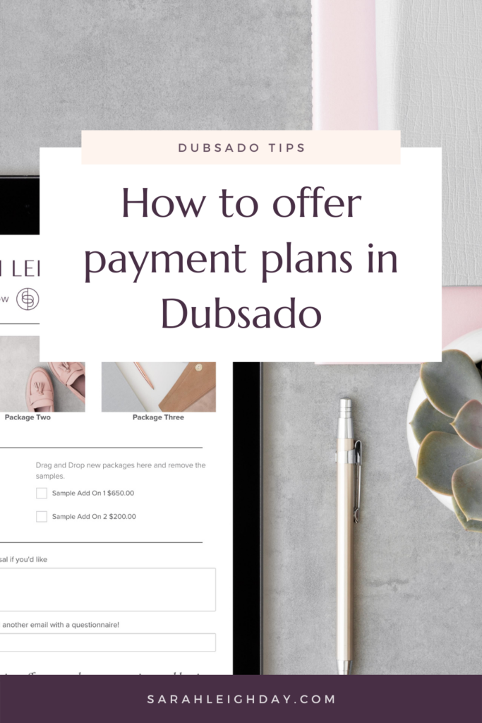 One of the questions I hear most often is something along the lines of...

"Is there a way to send a proposal to a client and have them choose between multiple payment options?"

Unfortunately, there's not a native way to do this currently. However, there are some work around options for how to offer payment plans in Dubsado.